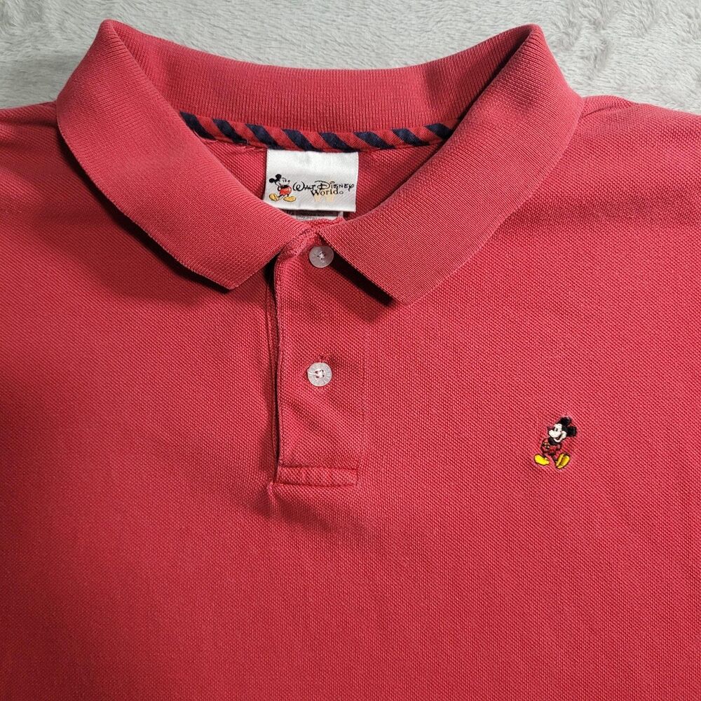 Disney Walt Disney World Polo Shirt Mens XL Red Mickey Mouse Embroidered Logo